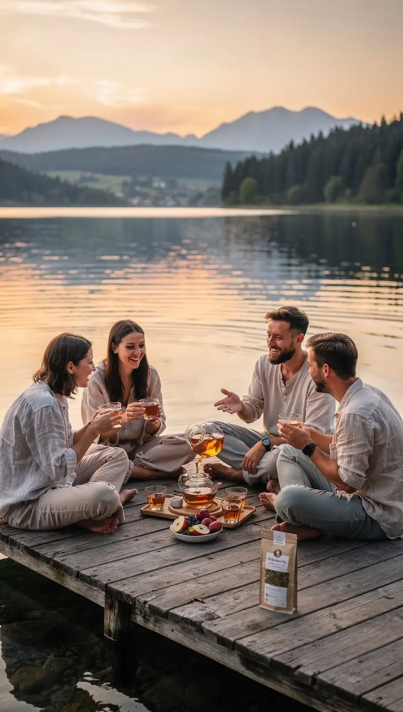 Krásny pohľad na čajovú záhradu s rôznymi bylinkami v slnečnom svetle