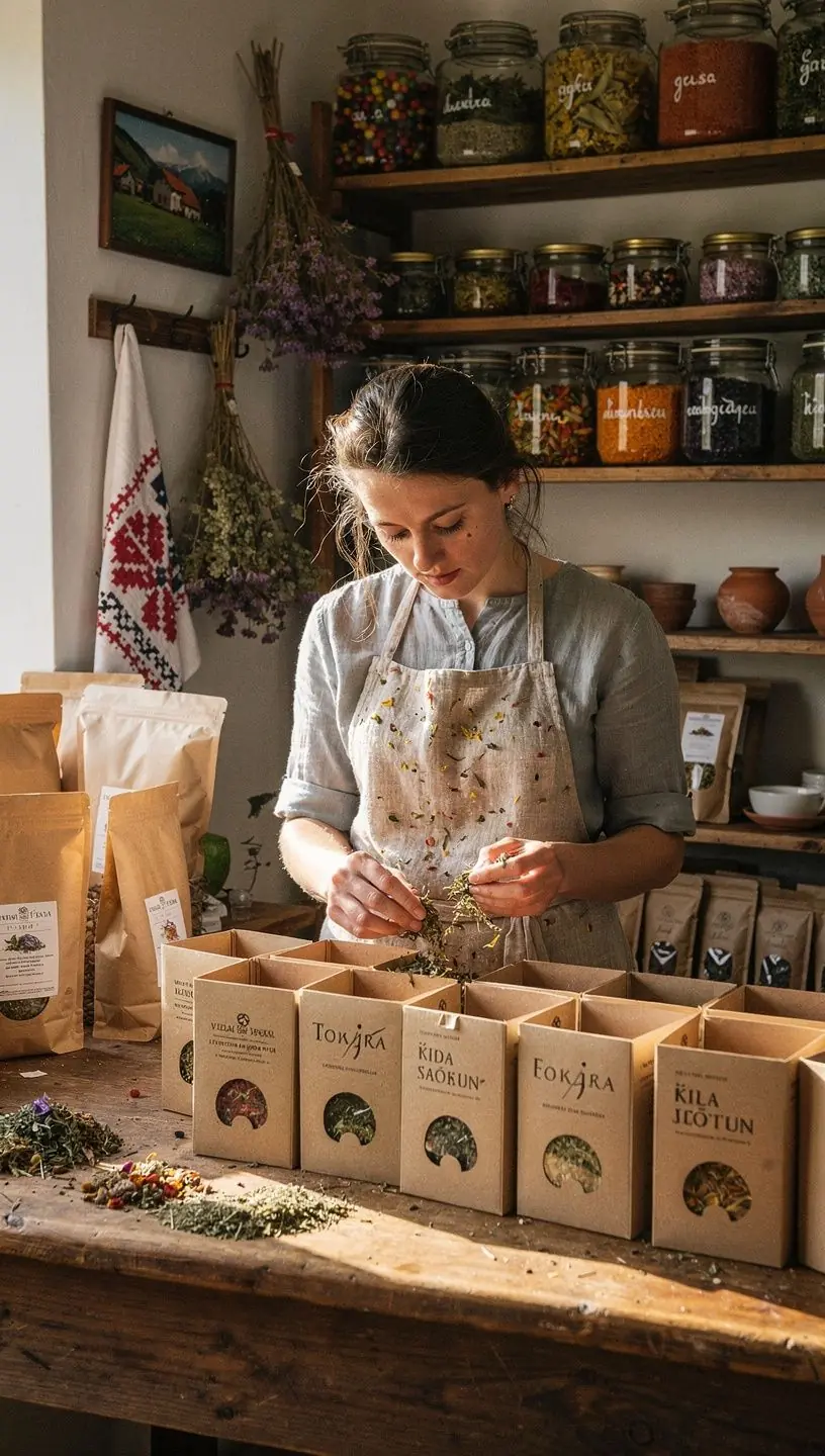 Šálka aromatického bylinkového čaju s čerstvými bylinami na drevenom stole